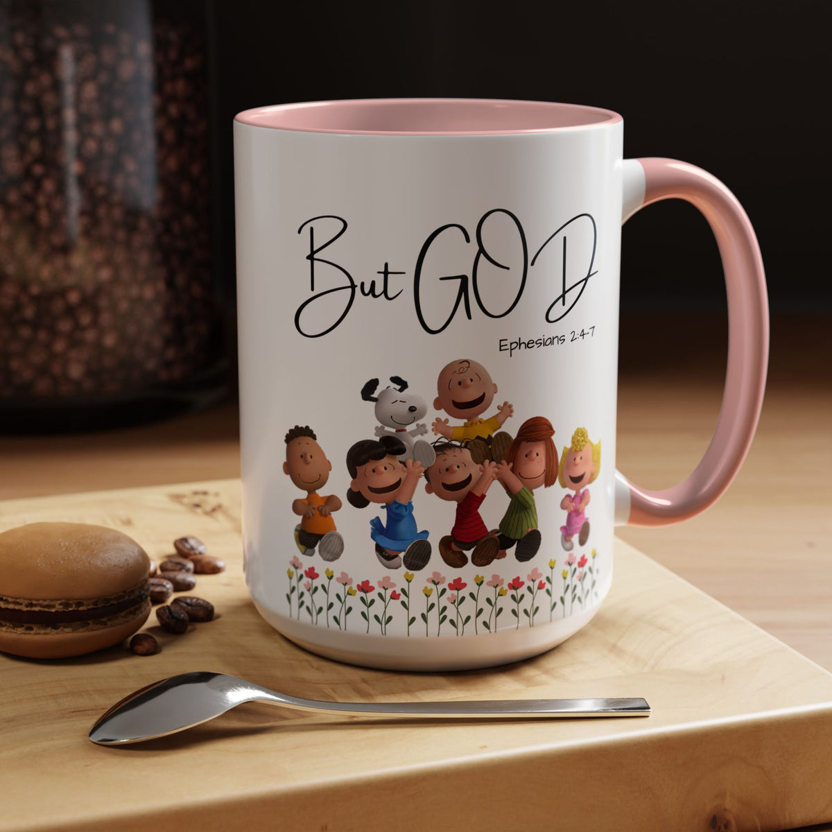 But God Scripture Coffee Mug — Genesis 50:20 Inspirational Heart Accent Mug (11/15oz)