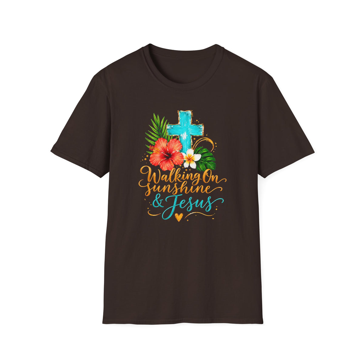 Walking on Sunshine & Jesus Floral Cross T-Shirt