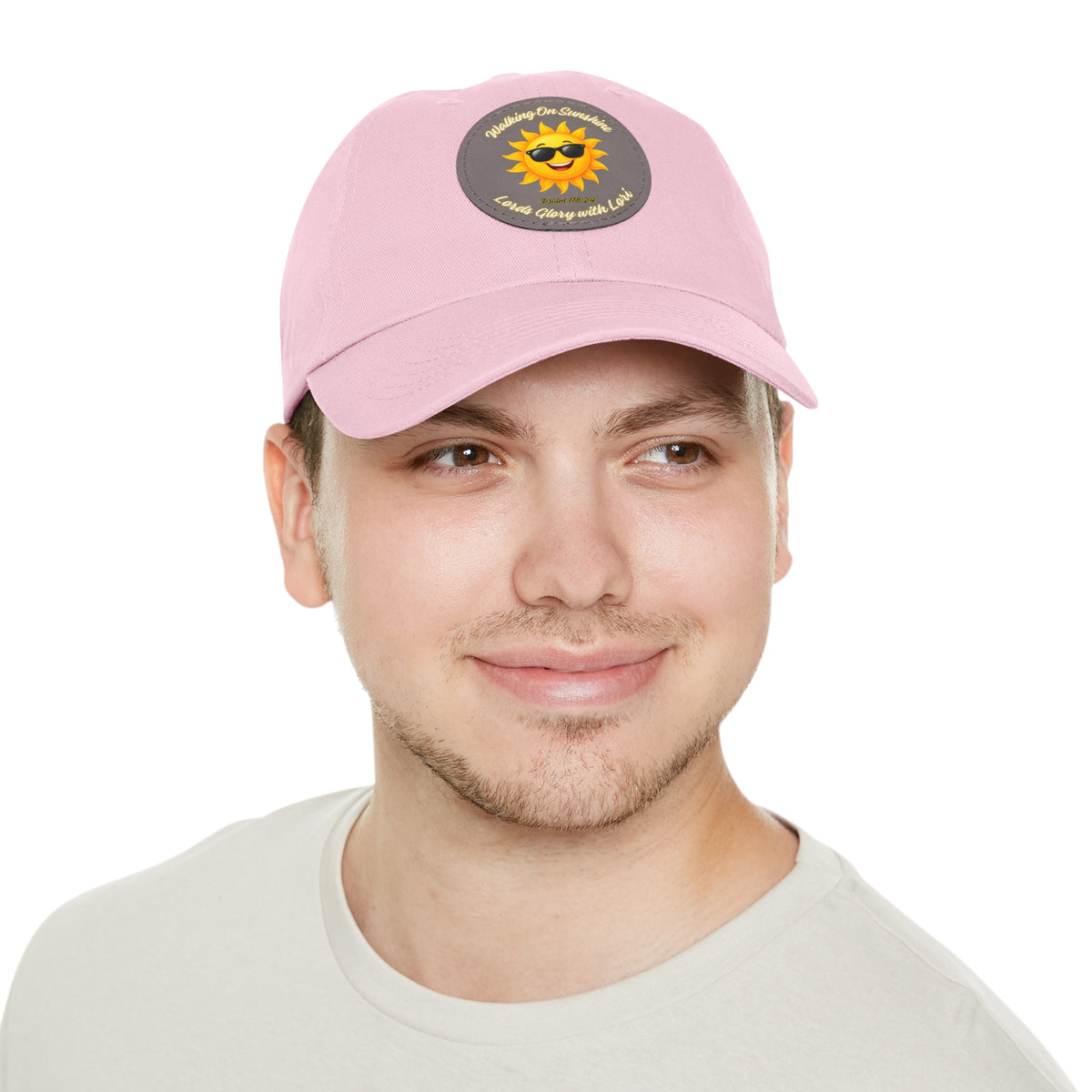 Sunshine Smiles Dad Hat — Round Leather Patch ‘Always Brighter’