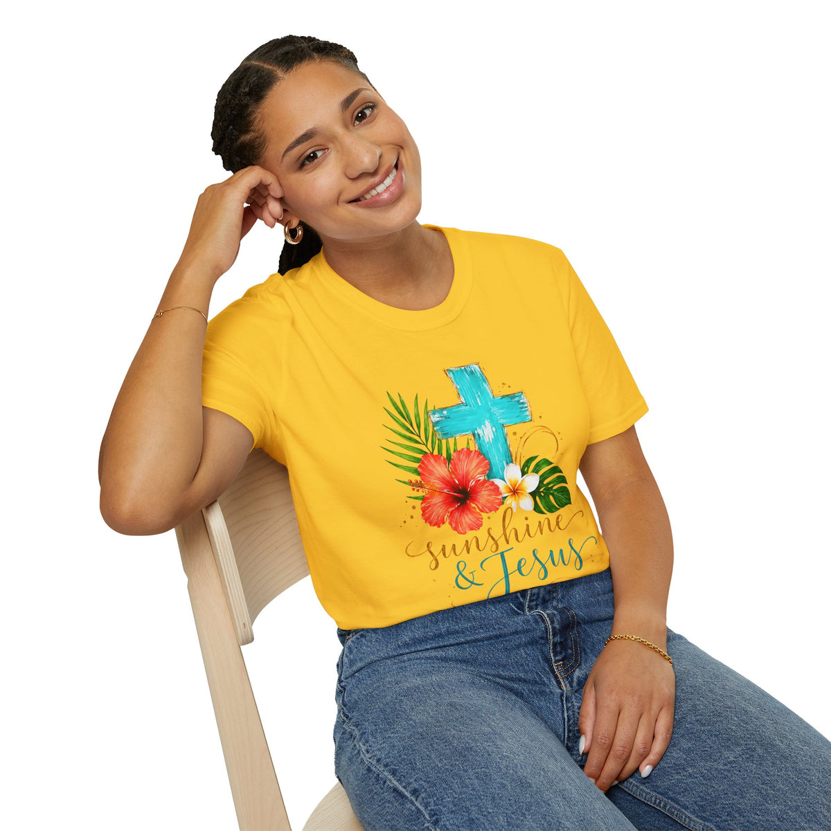 Sunshine & Jesus T-Shirt — Tropical Cross Christian Tee