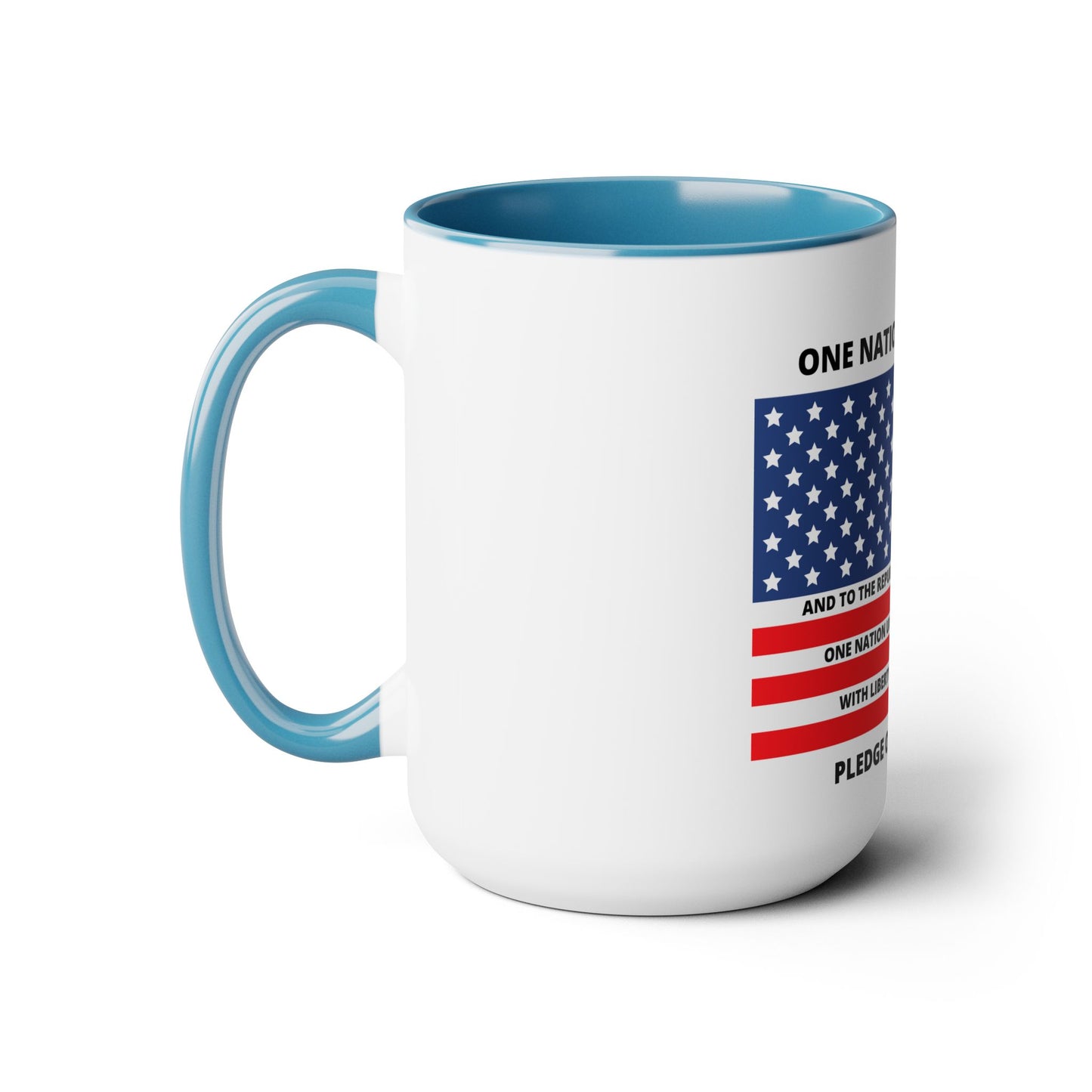 Pledge of Allegiance One Nation under GOD! Two-Tone Coffee Mugs, 15oz