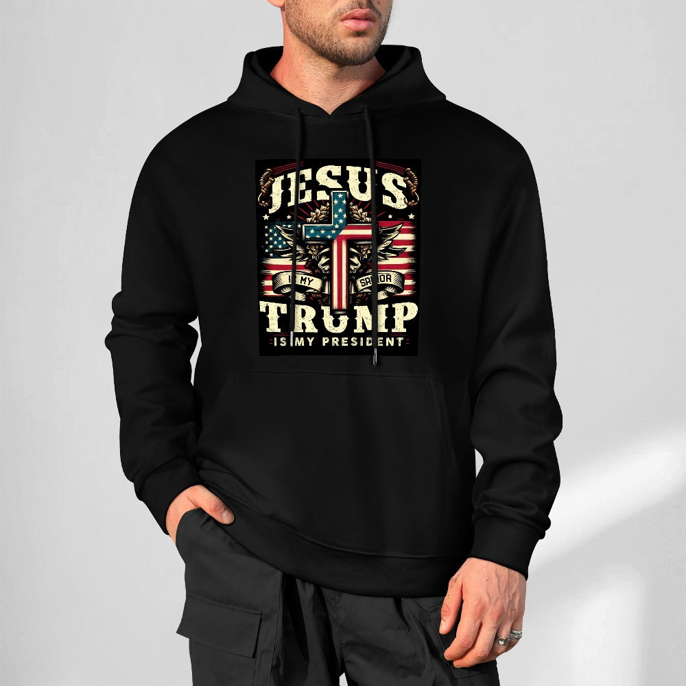 Jesus is My Savior Trump is my Preident New Pure cotton hooded sweater  Multiple colors available