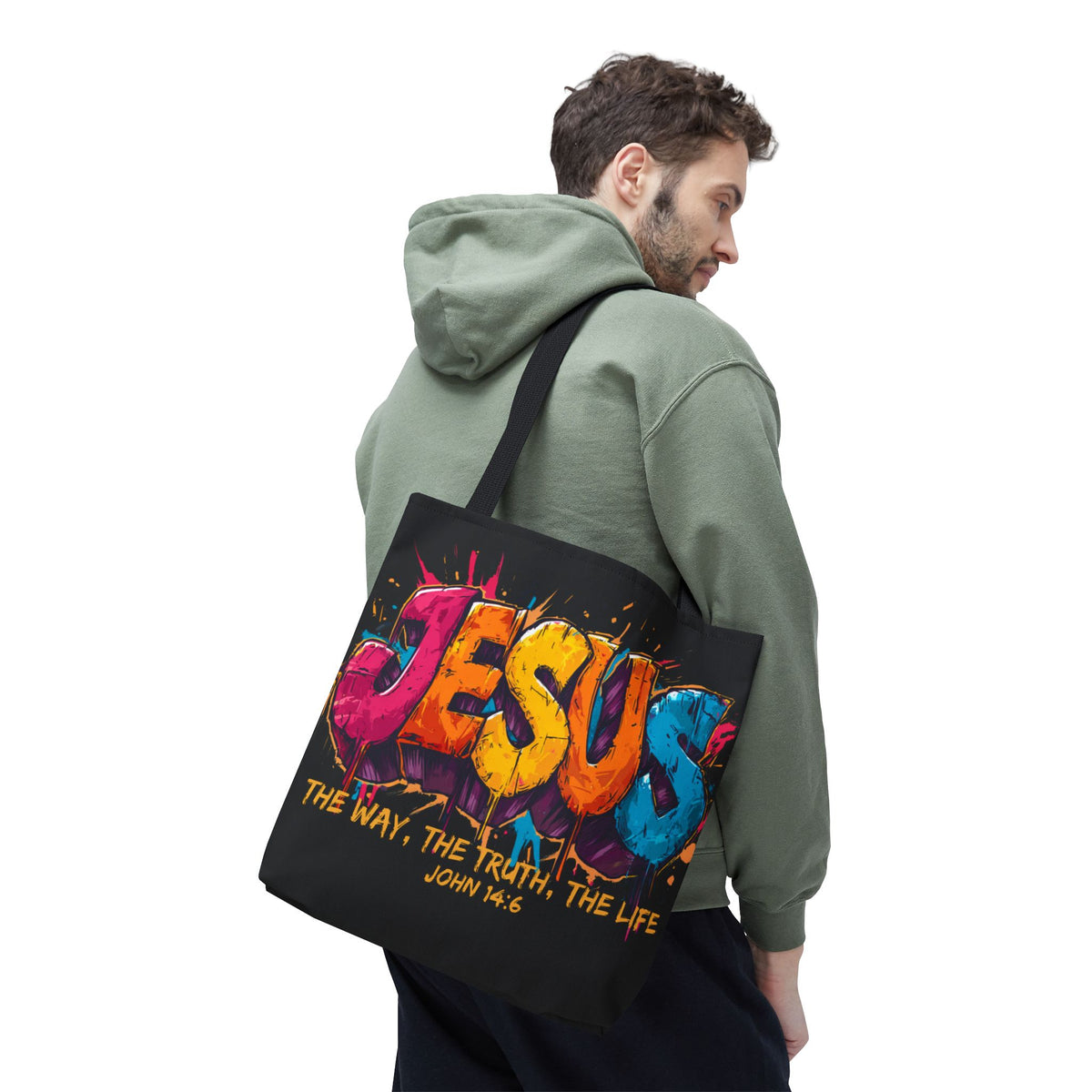 Jesus Graffiti Tote Bag | The Way The Truth The Life John 14:6