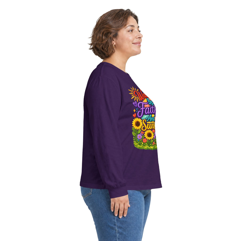 “Walking on Faith and Sunshine” Floral Long Sleeve Tee