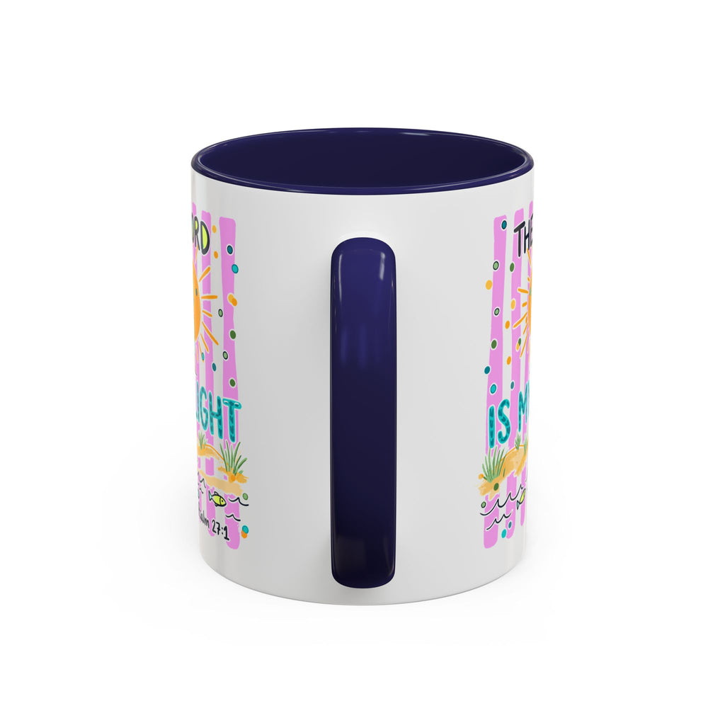 Christian Coffee Mug - "The Lord Is My Light" Lighthouse Psalm 27:1 Accent Mug