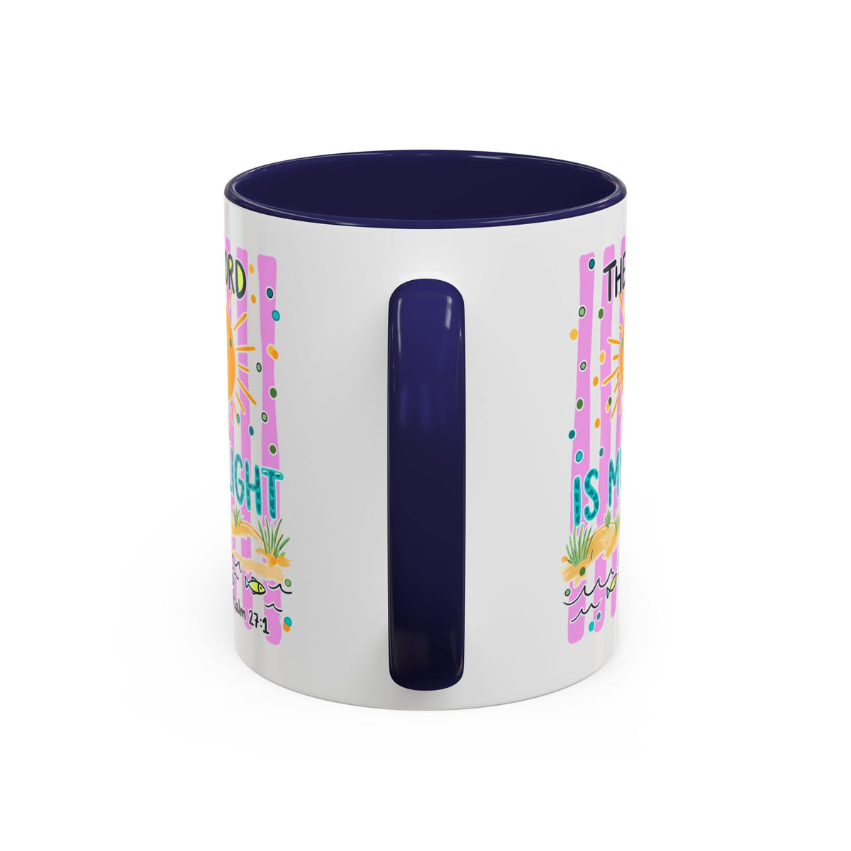 Christian Coffee Mug - "The Lord Is My Light" Lighthouse Psalm 27:1 Accent Mug