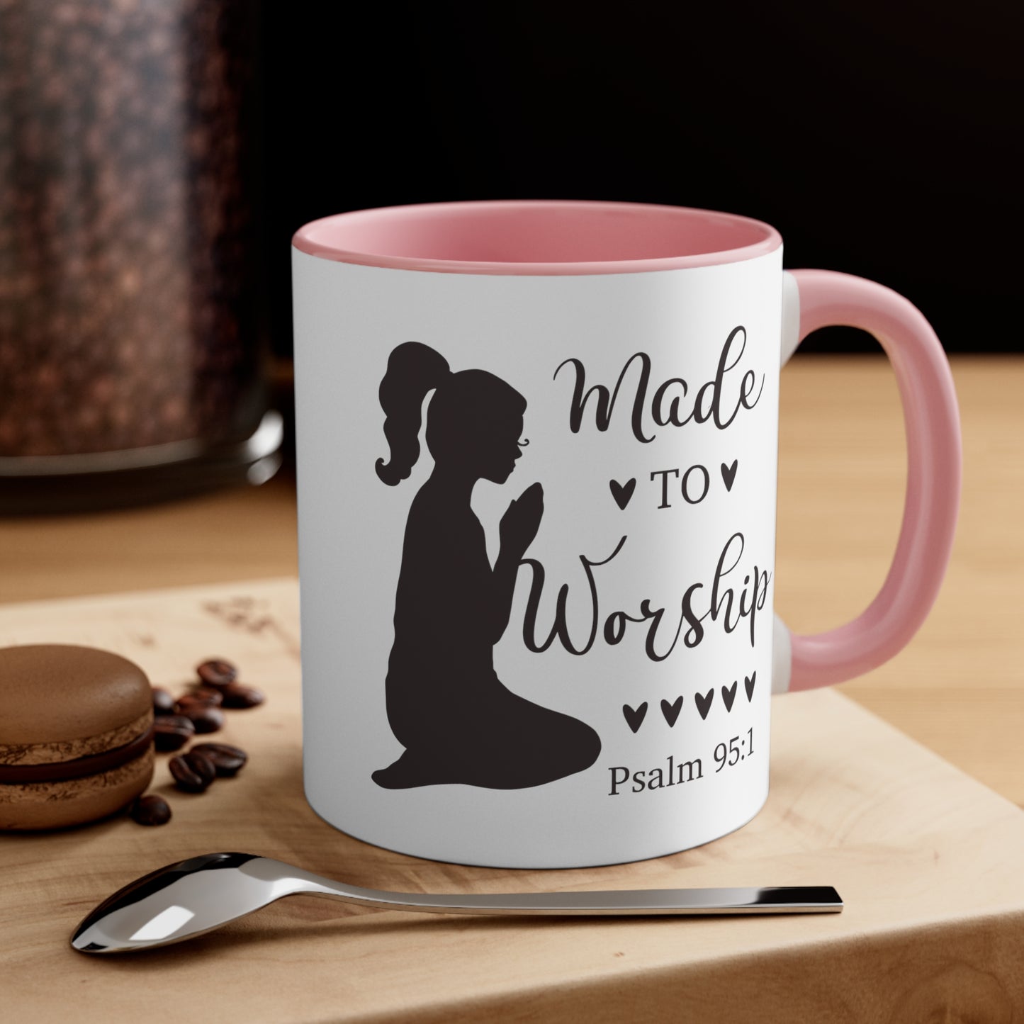 MADE TO WORSHIP - Psalm 95:1 5 Colors Accent Coffee Mug, 11oz