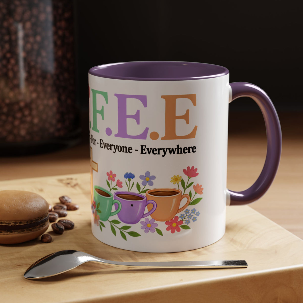 Coffee Lover Floral Graphic - C.o.f.f.e.e. (Christ - Offers - Forgiveness - For Everyone - Everywhere)  Accent Coffee Mug (11, 15oz)