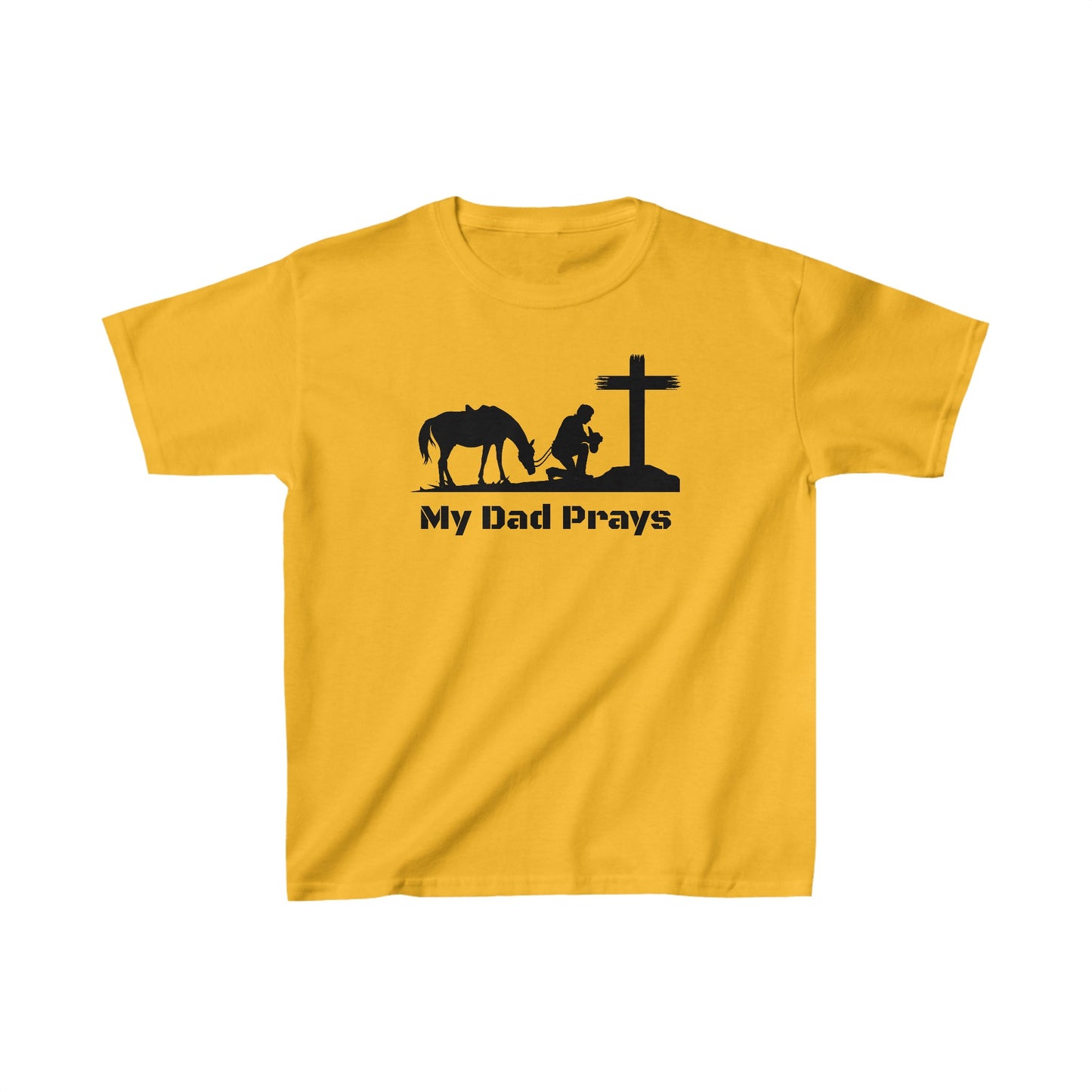 My Dad Prays Cowboy Kids Heavy Cotton Tee