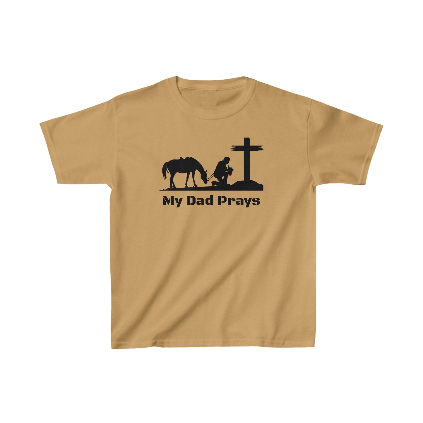 My Dad Prays Cowboy Kids Heavy Cotton Tee