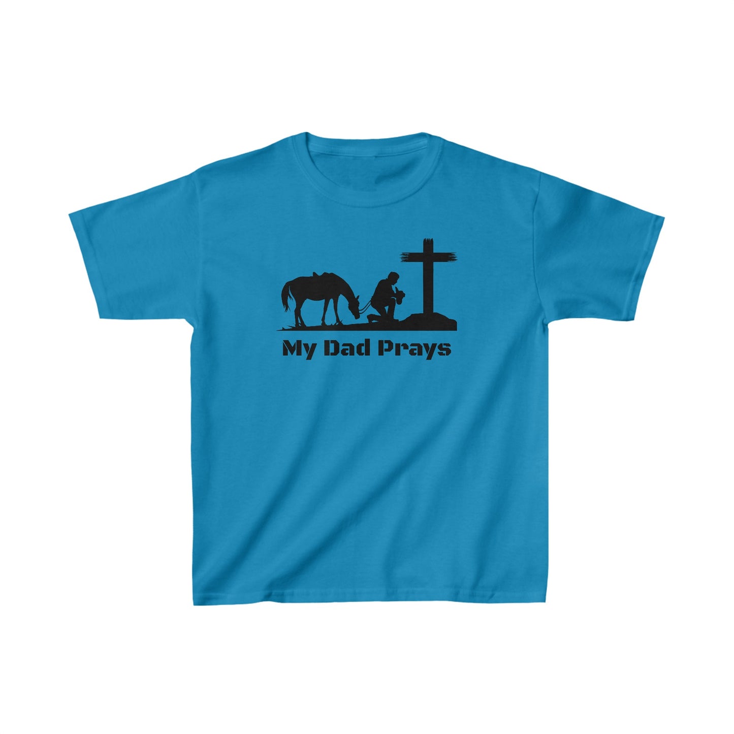 My Dad Prays Cowboy Kids Heavy Cotton Tee