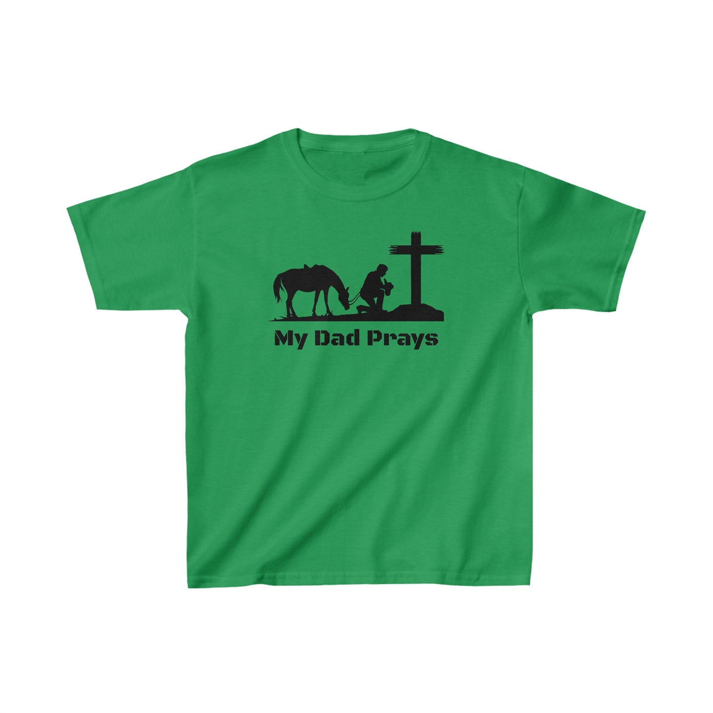 My Dad Prays Cowboy Kids Heavy Cotton Tee