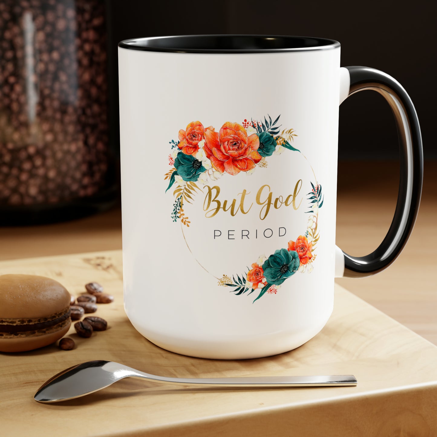 But GOD - Two-Tone Coffee Mugs, 15oz