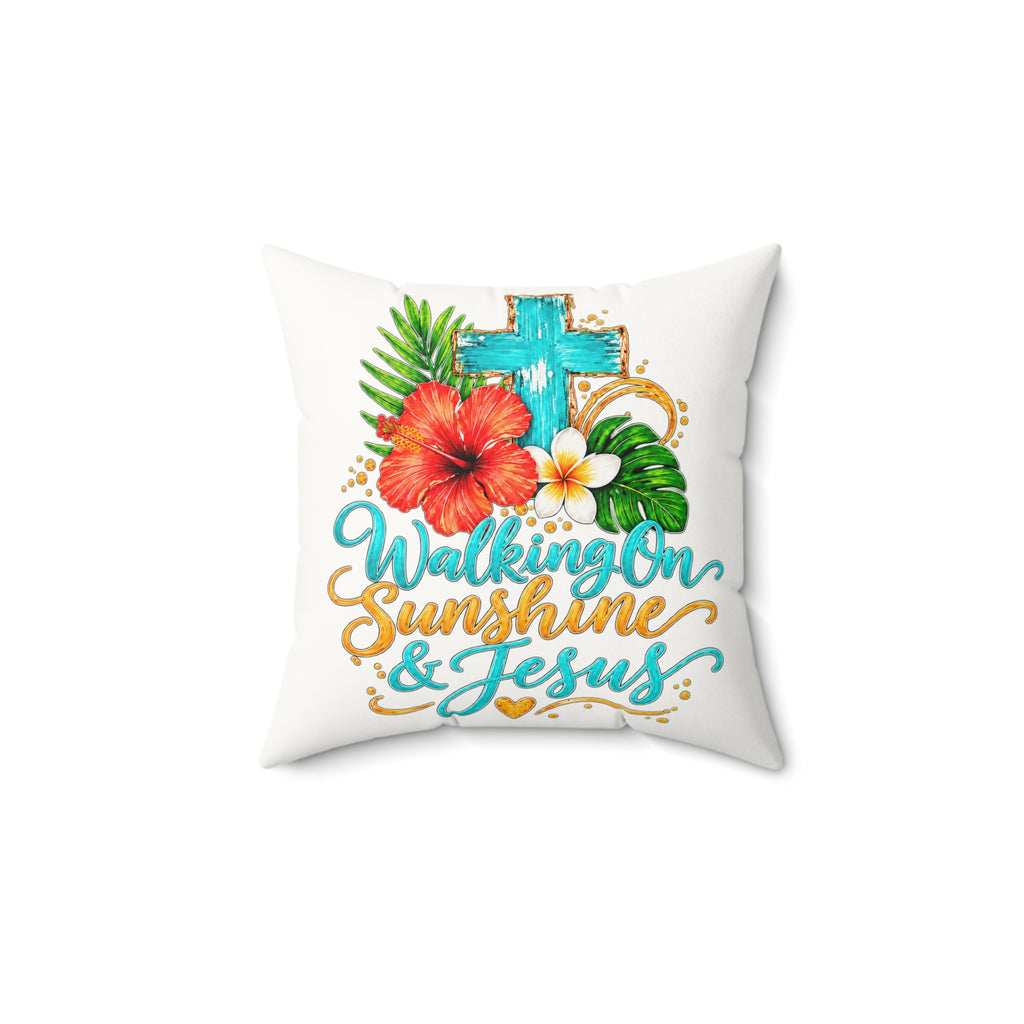 Walking on Sunshine Faux Suede Square Pillow