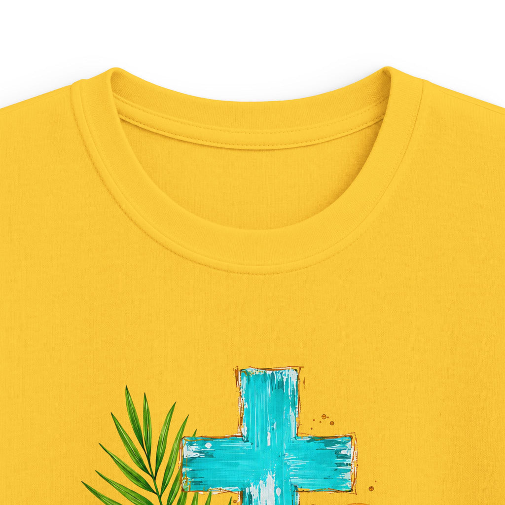 Kids Tee — Sunshine & Jesus Floral Cross Christian Graphic
