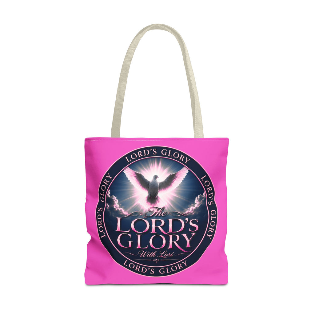 Religious Tote Bag - "The Lord's Glory with Lori" Pink All-Over-Print Christian Tote