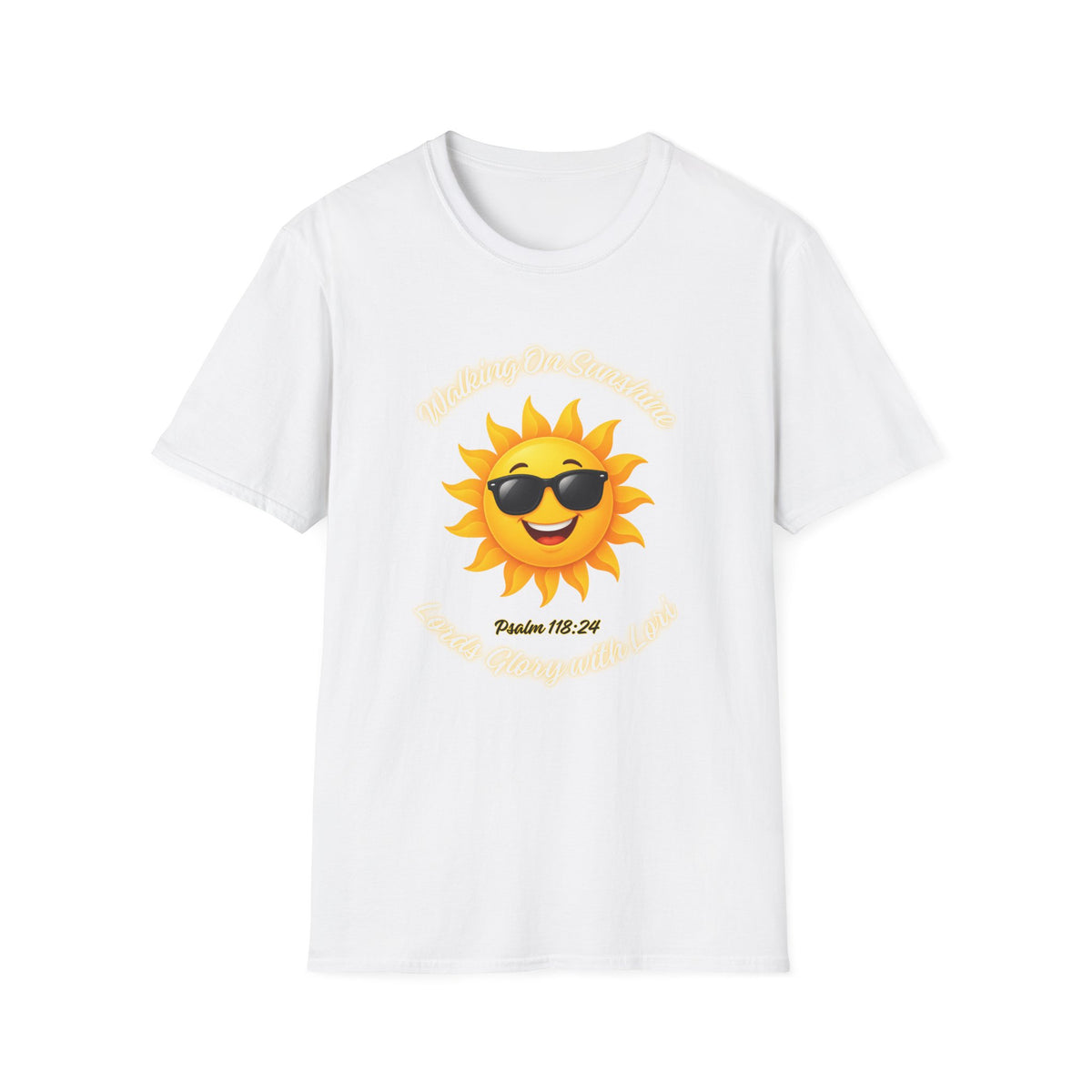 Sunshine Smiles T-Shirt — Sunglasses Sun with Psalm 118:24 Inspirational Tee