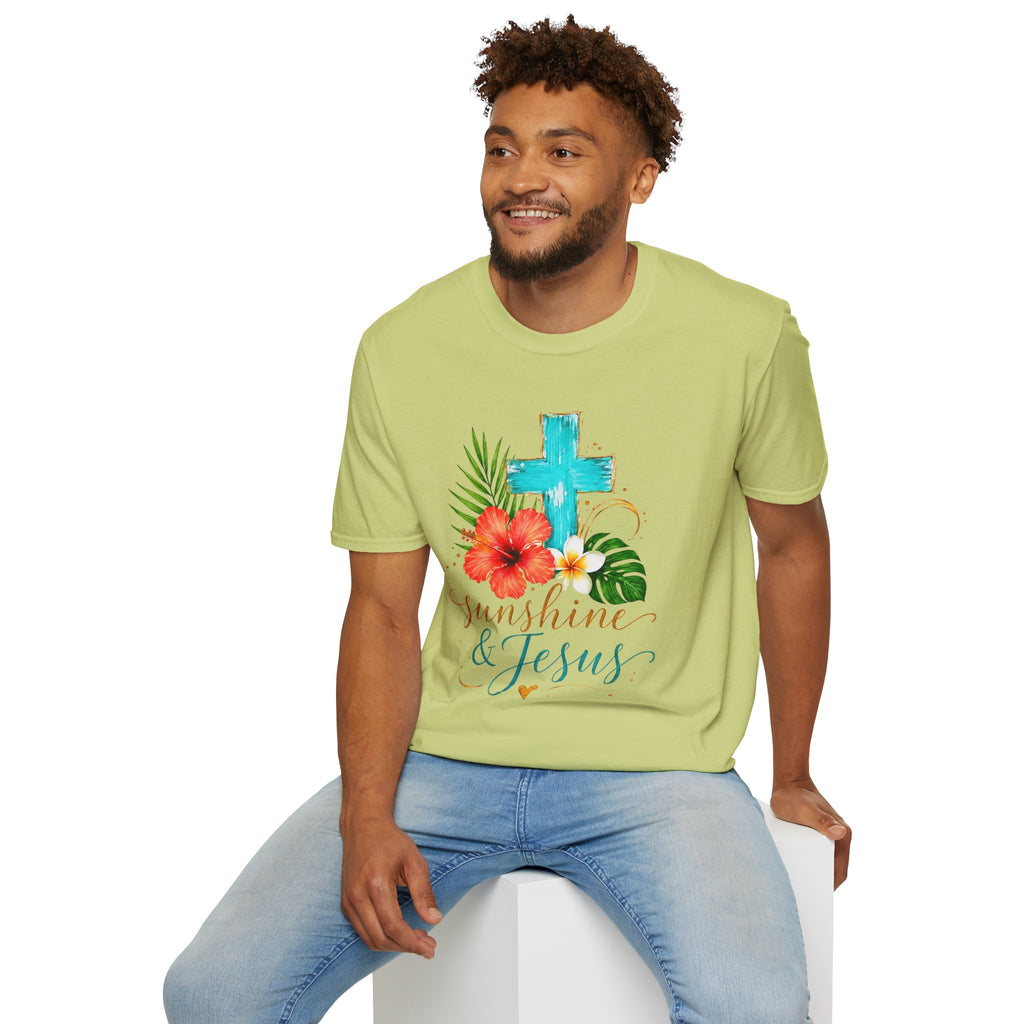 Sunshine & Jesus T-Shirt — Tropical Cross Christian Tee