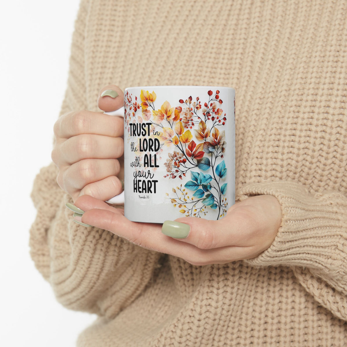 Trust in the Lord Scripture Mug | Floral Faith Coffee Cup