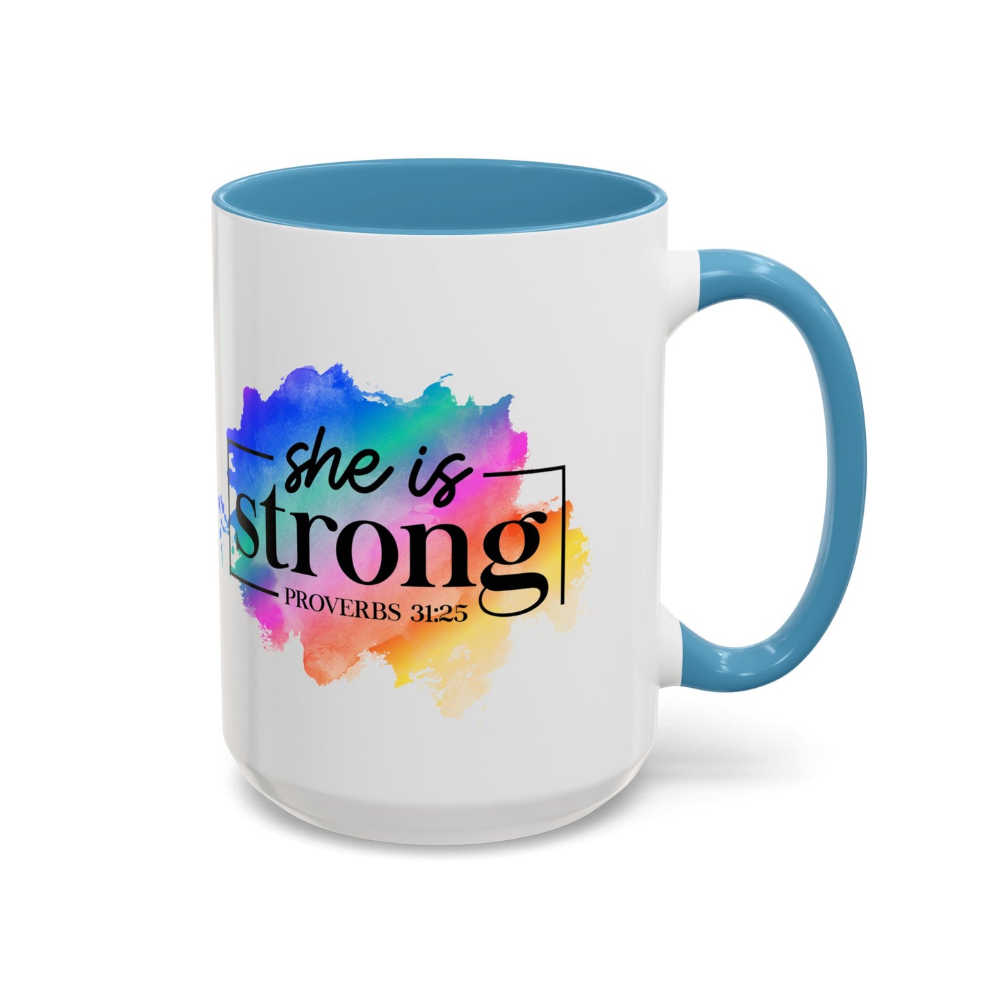 SHE IS STRONG - 5 Colors Accent Coffee Mug, 11oz