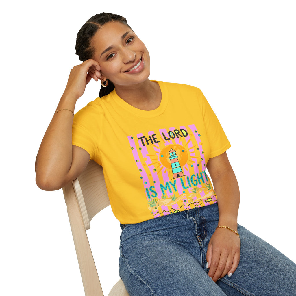 The Lord Is My Light Lighthouse Christian T-Shirt — Psalm 27:1  Inspirational Tee