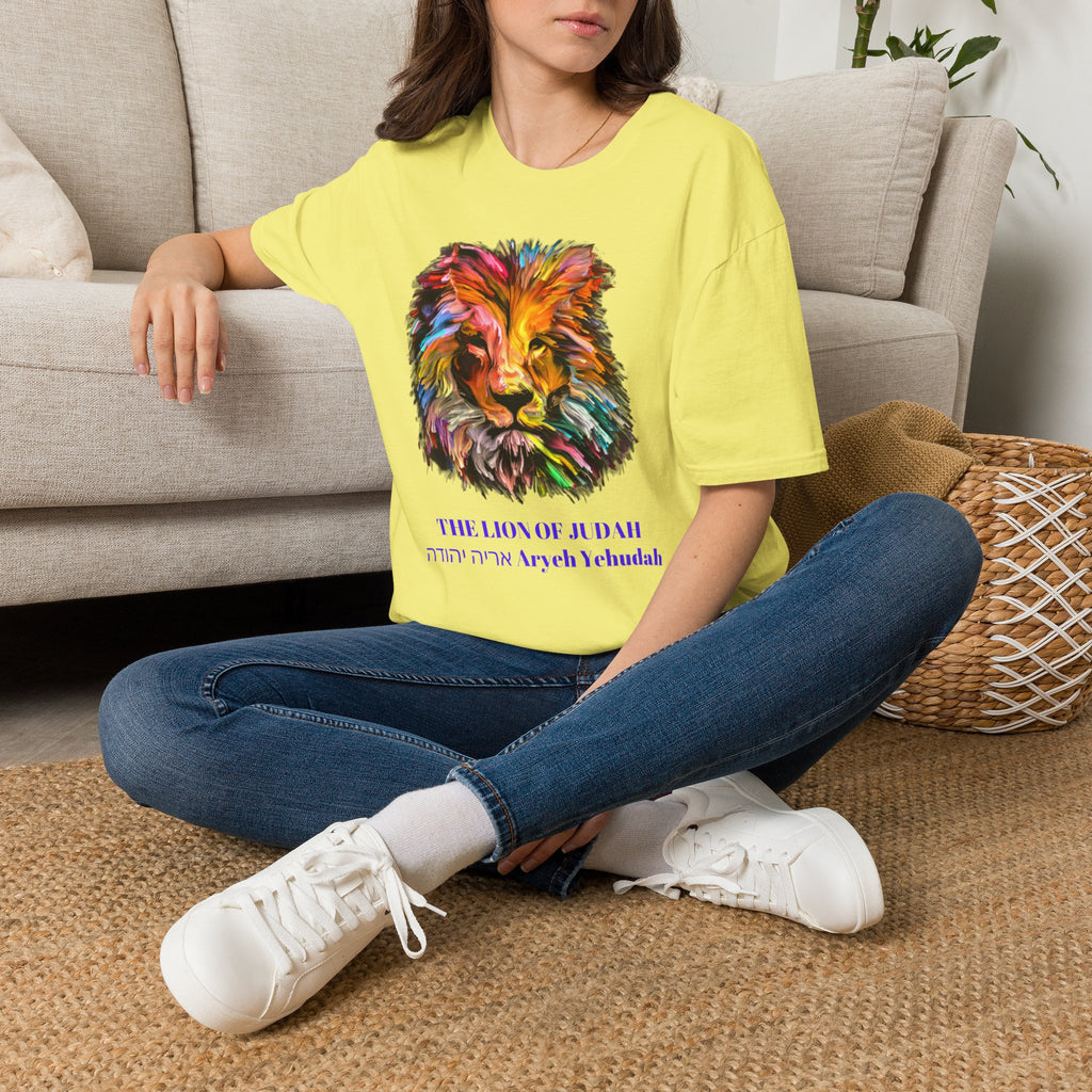 Lion of Judah Colorful Lion T-Shirt — "The Lion of Judah / Aryeh Yehudah" Graphic Tee