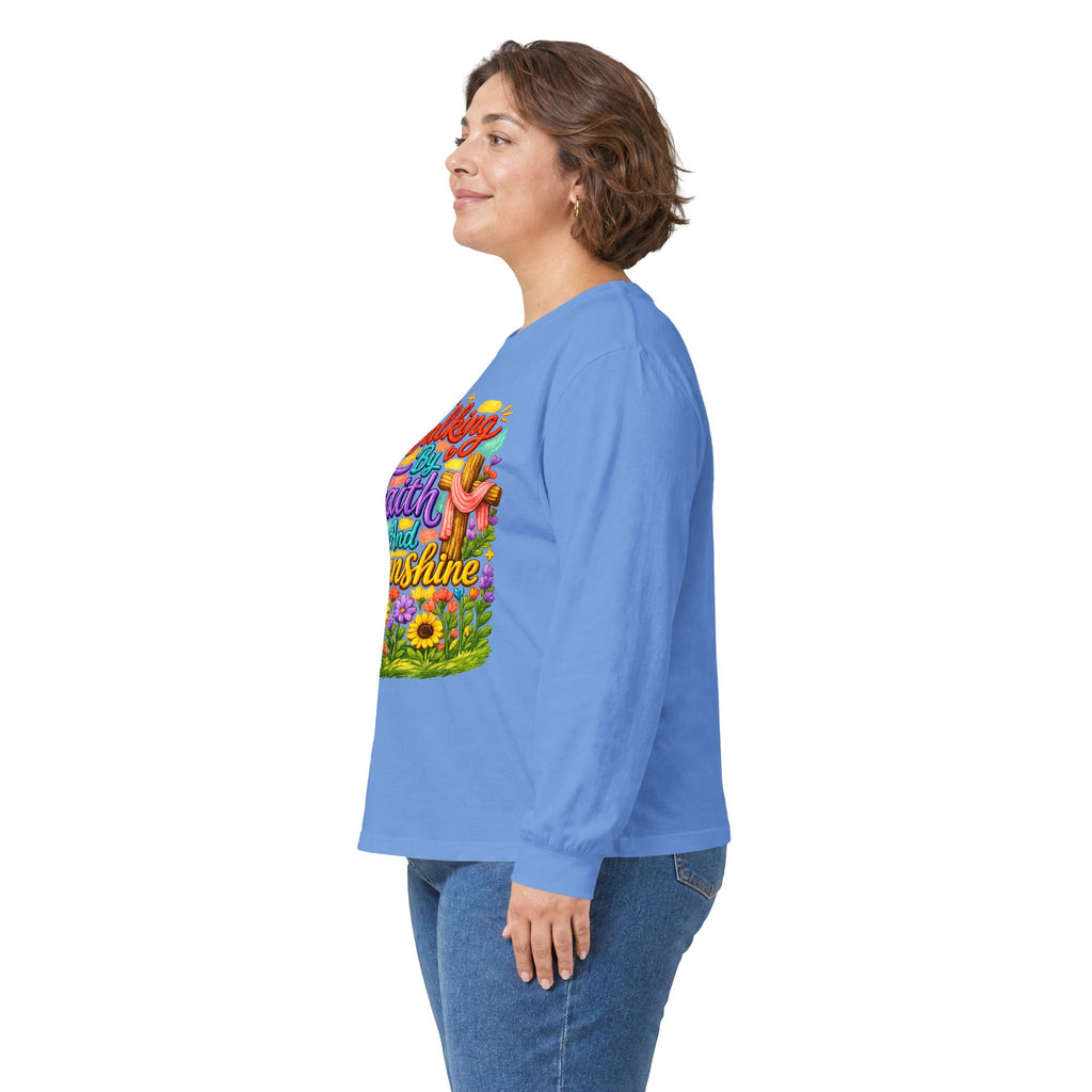 “Walking on Faith and Sunshine” Floral Long Sleeve Tee