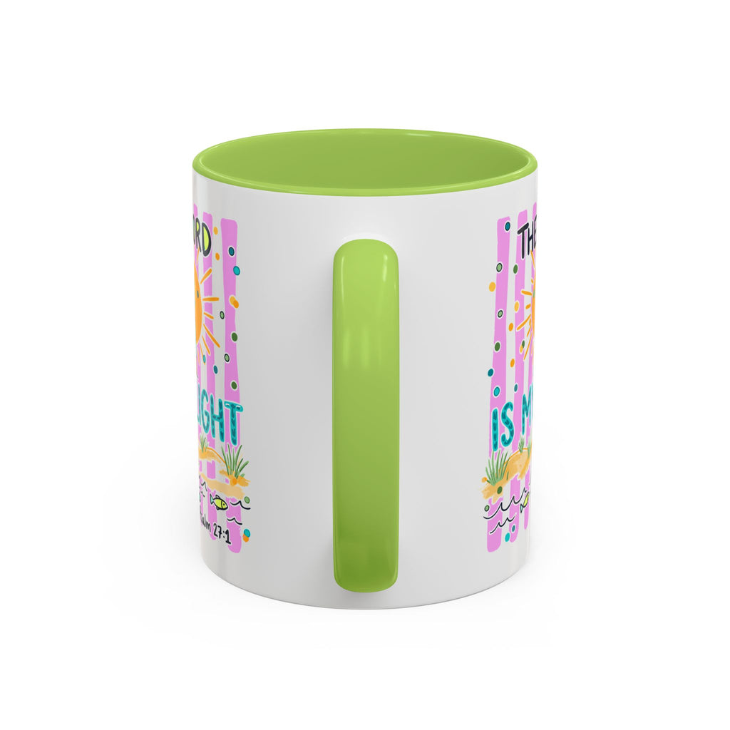 Christian Coffee Mug - "The Lord Is My Light" Lighthouse Psalm 27:1 Accent Mug