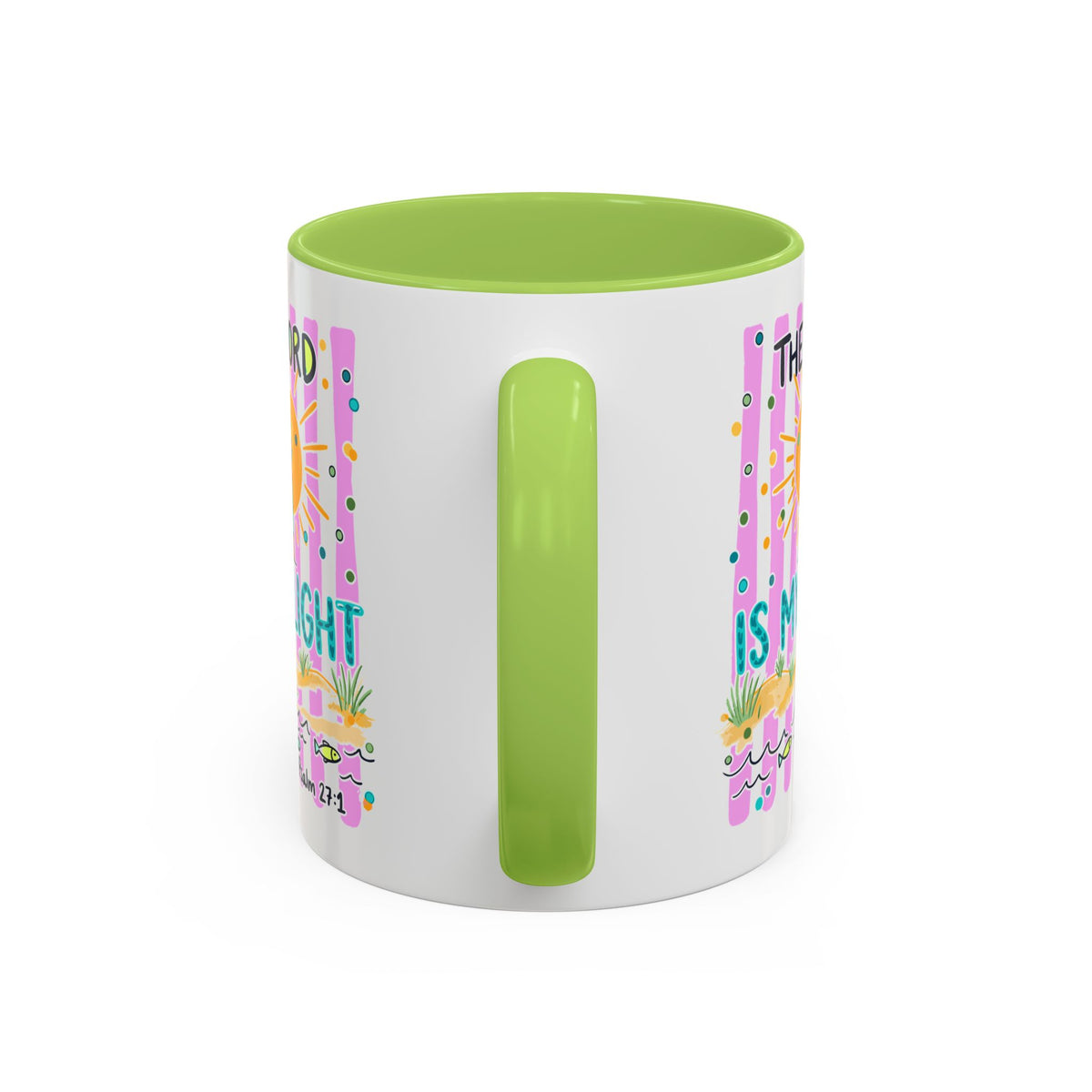 Christian Coffee Mug - "The Lord Is My Light" Lighthouse Psalm 27:1 Accent Mug