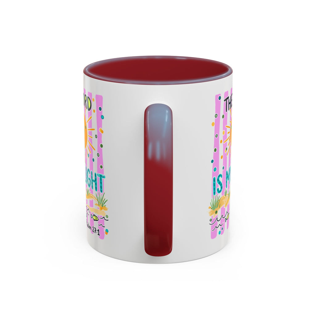 Christian Coffee Mug - "The Lord Is My Light" Lighthouse Psalm 27:1 Accent Mug