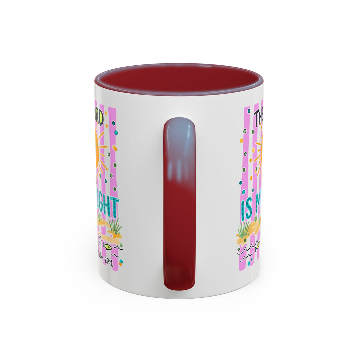 Christian Coffee Mug - "The Lord Is My Light" Lighthouse Psalm 27:1 Accent Mug
