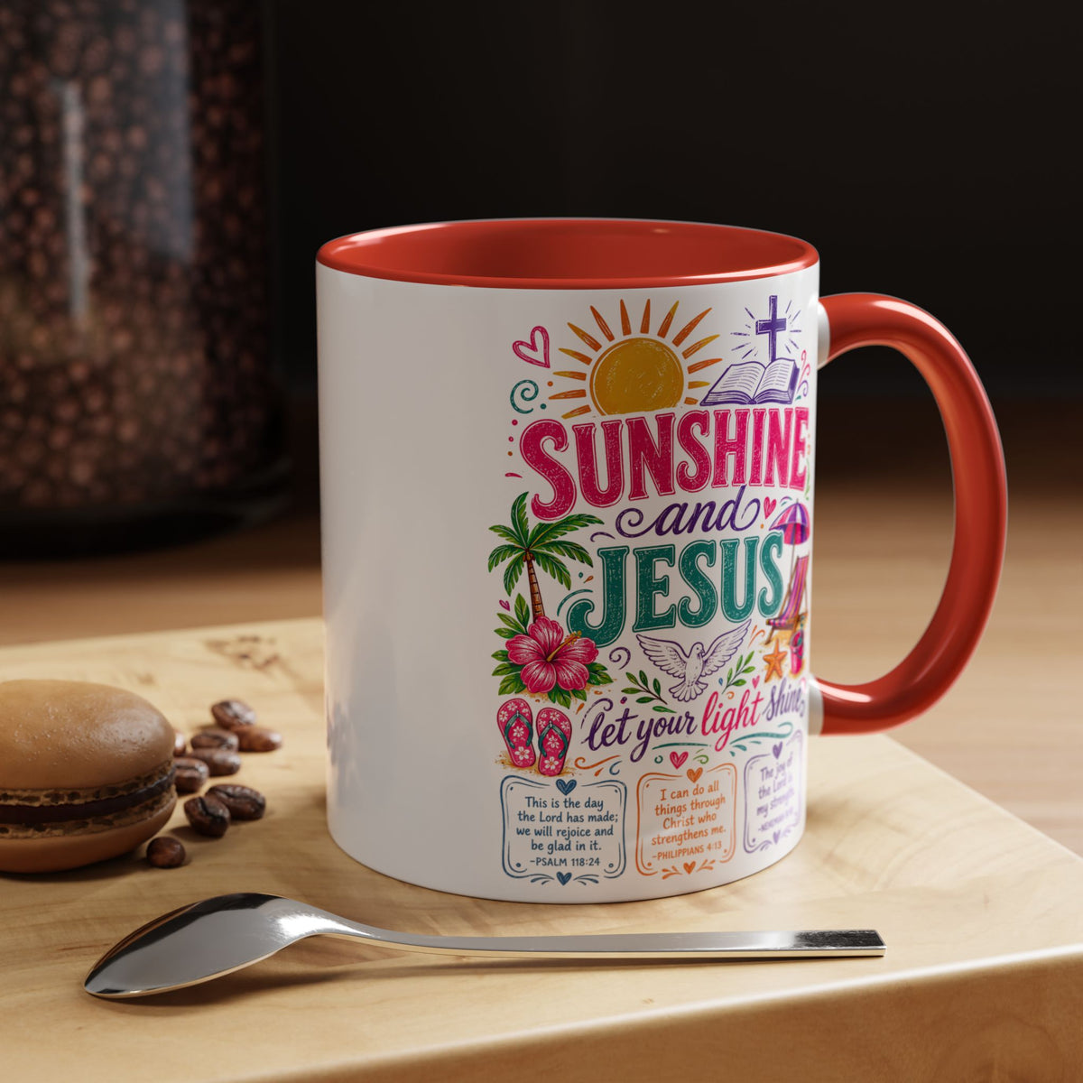 Sunshine and Jesus Coffee Mug — Faith-Inspired Beach Vibe Accent Mug (11/15oz)