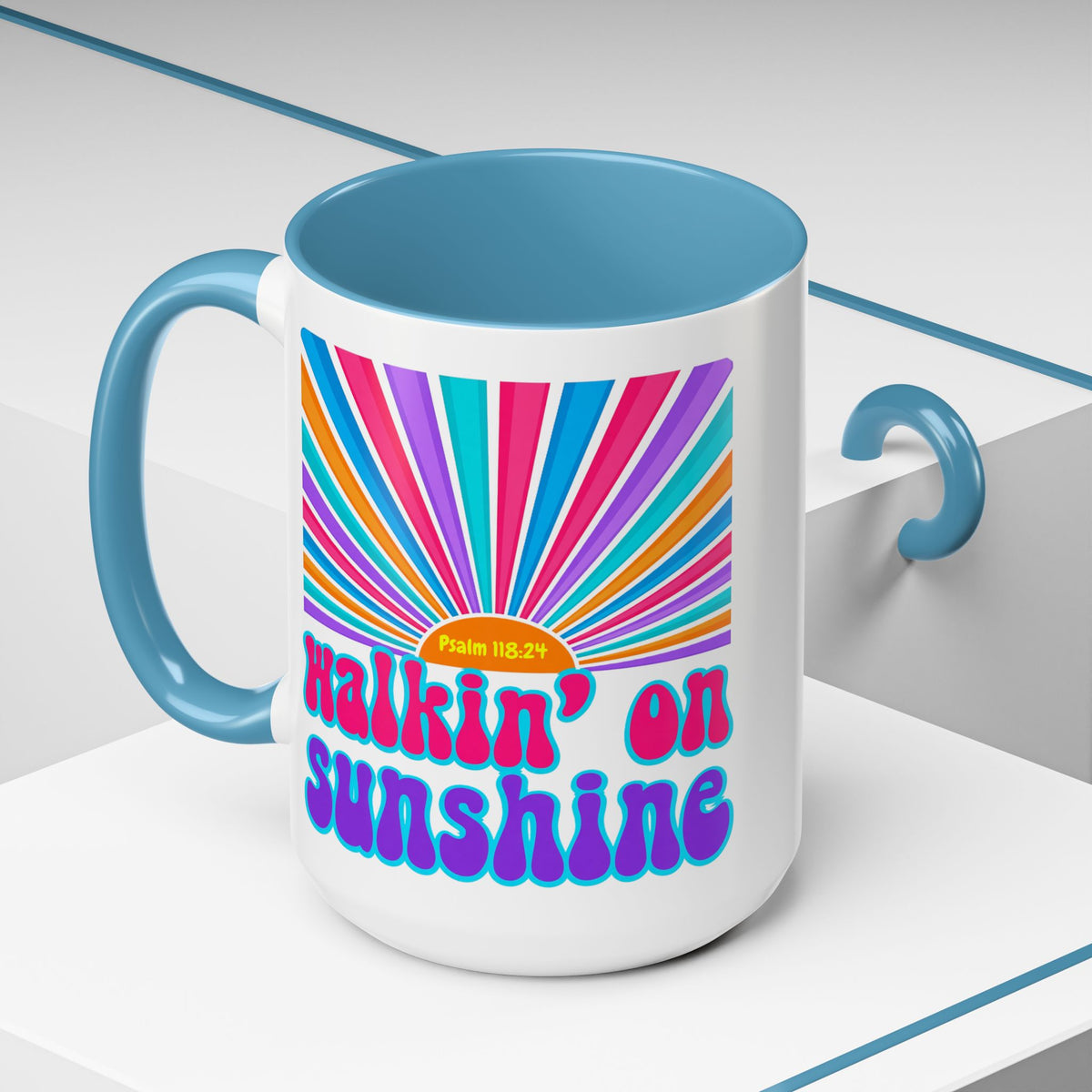 Coffee Mug — "Walkin' on Sunshine" Retro Psalm 118:24 Accent Mug