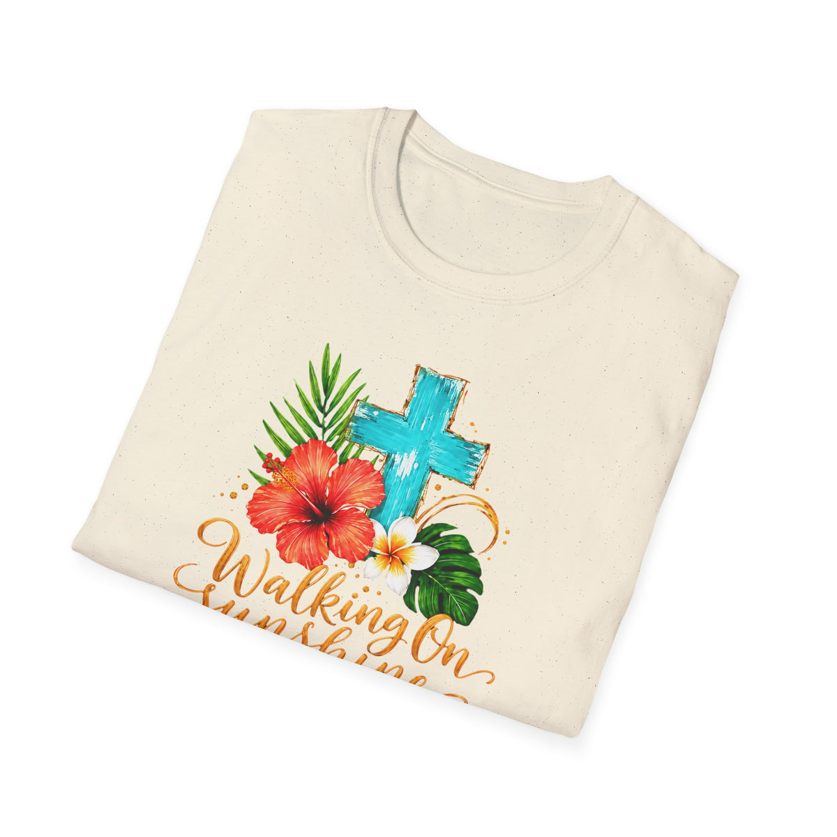 Walking on Sunshine & Jesus Floral Cross T-Shirt