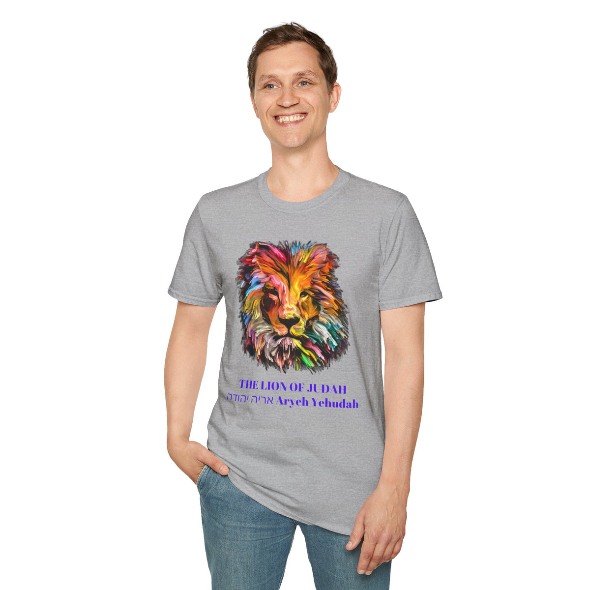 Lion of Judah Colorful Lion T-Shirt — "The Lion of Judah / Aryeh Yehudah" Graphic Tee