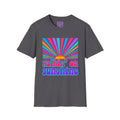 Walkin' On Sunshine Lords Glory with Lori Psalm 118:24 Retro T-Shirt — 70s Rainbow Sun Graphic Tee