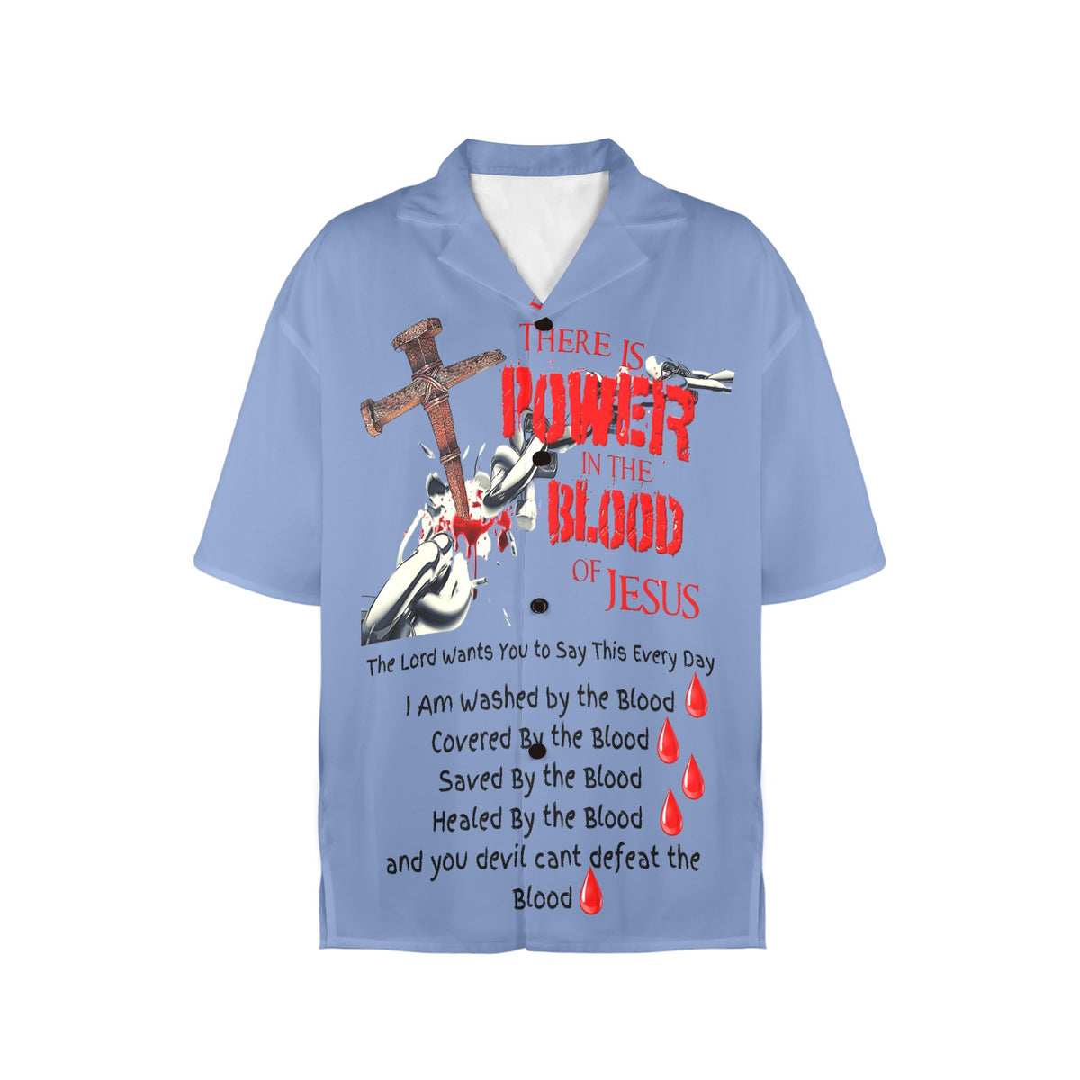 There is Power in the Blood of Jesus Women's All Over Print Hawaiian Shirt （Made in USA Ships to USA Only）