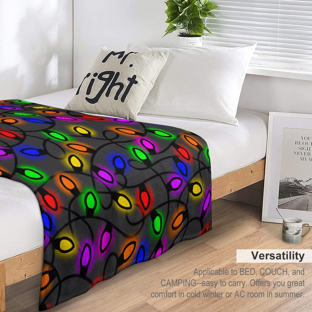 Christmas Lights Ultra-Soft Flannel Blanket Multiple Sizes This One 60" x 80 - Made in the USA
