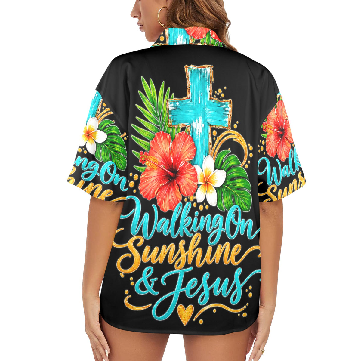 Women's All Over Print Hawaiian Shirt （Made in USA，Ships to USA Only）