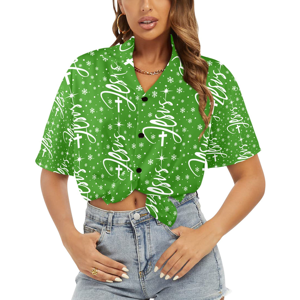 Women's All Over Print Jesus Christmas Shirt Made in USA