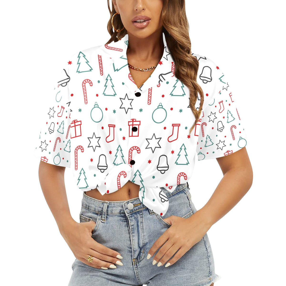 Women's All Over Print Christmas Shirt （Made in USA，Ships to USA Only）