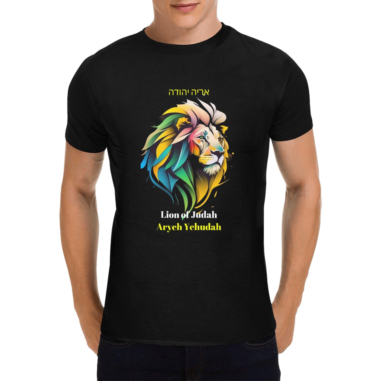 Lion of Judah Men - Heavy Cotton T-Shirt - Front Print （Made in USA，Ships to USA Only）