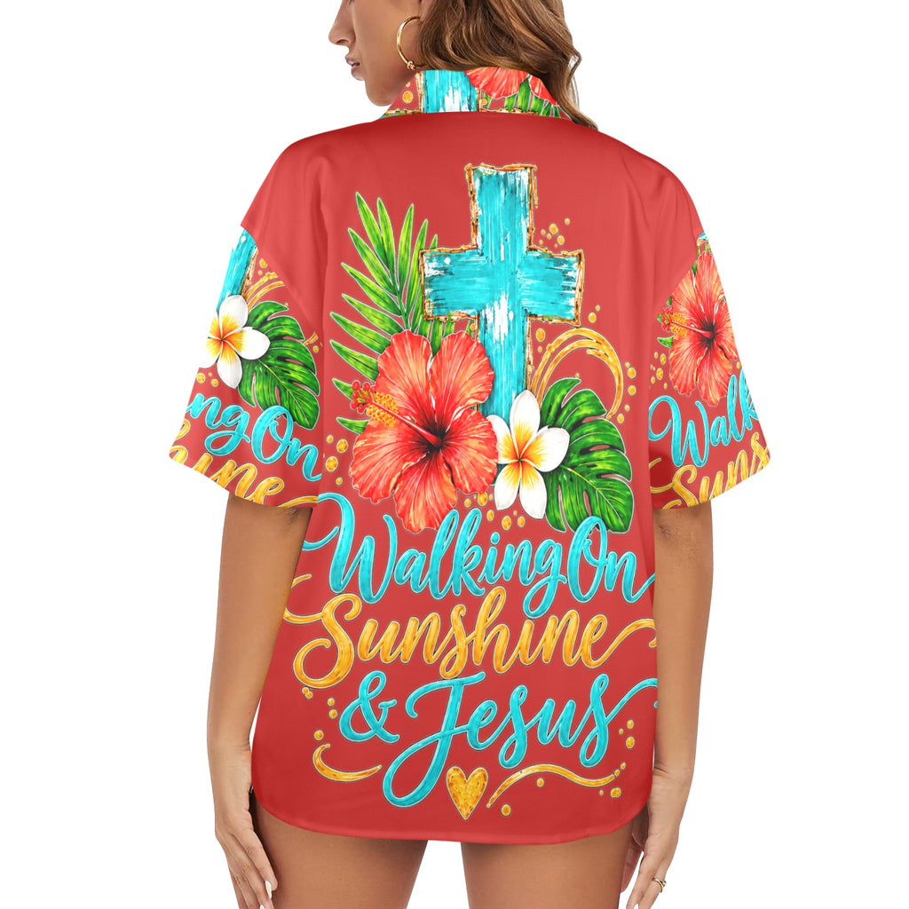 Women's All Over Print Hawaiian Shirt （Made in USA，Ships to USA Only）