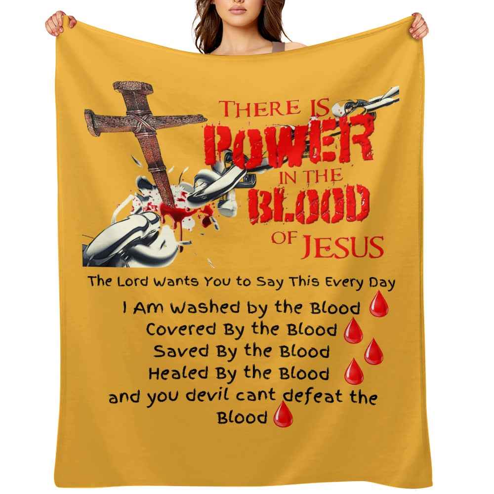 There's Power in the Blood of Jesus Custom super soft blanket Made in USA