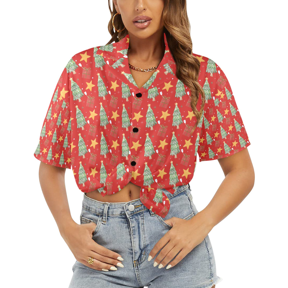 Women's All Over Print Christmas Shirt Made in USA