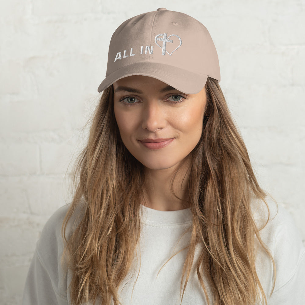 ALL IN with JESUS Christ Mom and Dad Hat (Front and Back Printing)