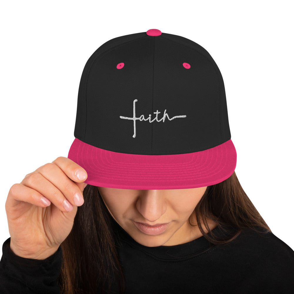 FAITH - White Embordered 3-D Puffed Snapback Hat