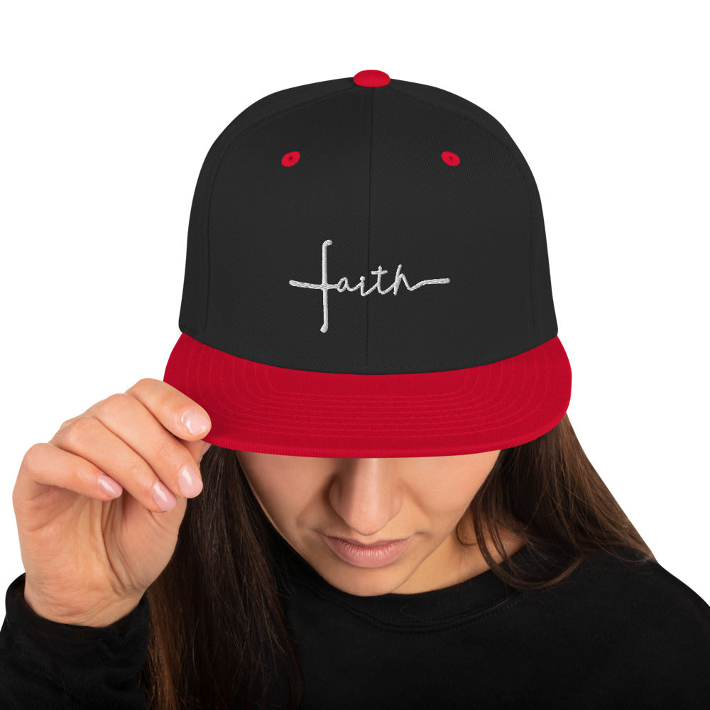 FAITH - White Embordered 3-D Puffed Snapback Hat