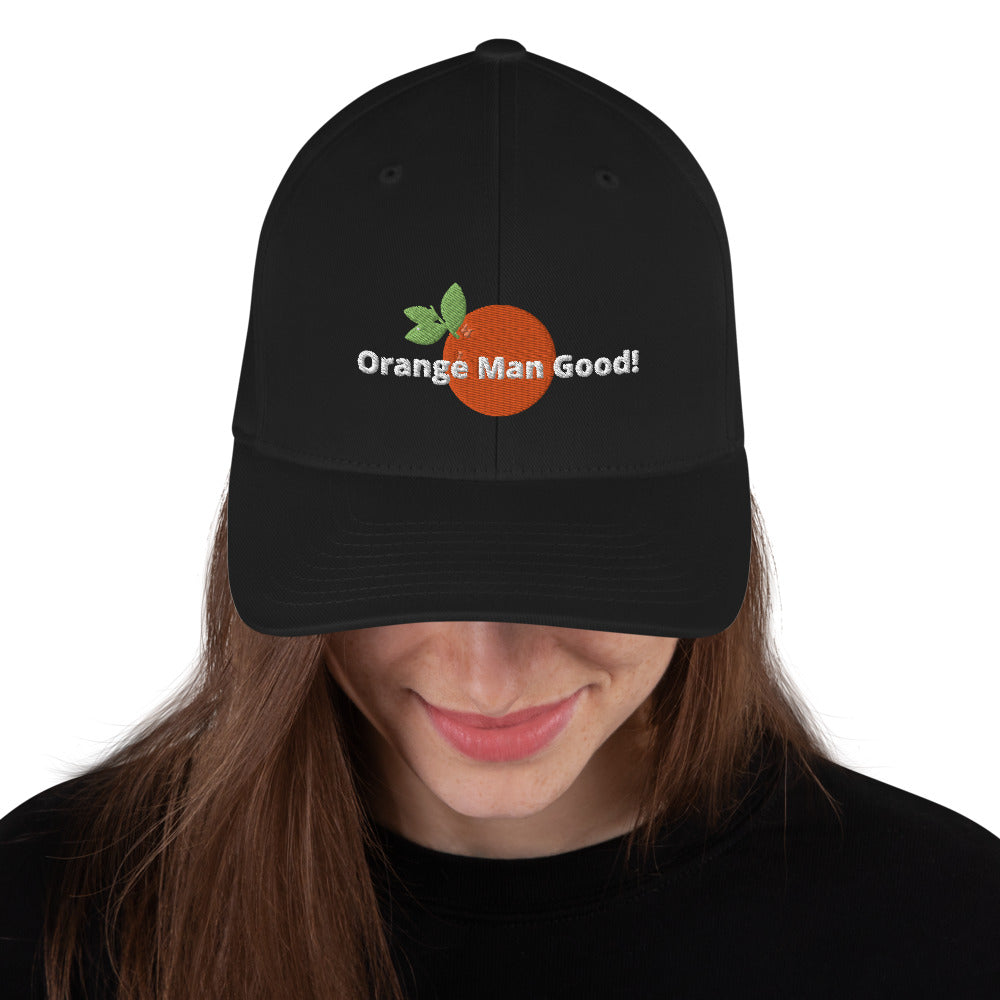 Orange Man Good! Structured Twill Cap DJT #TrumpWon (TrumpHatsCaps.com) on Back