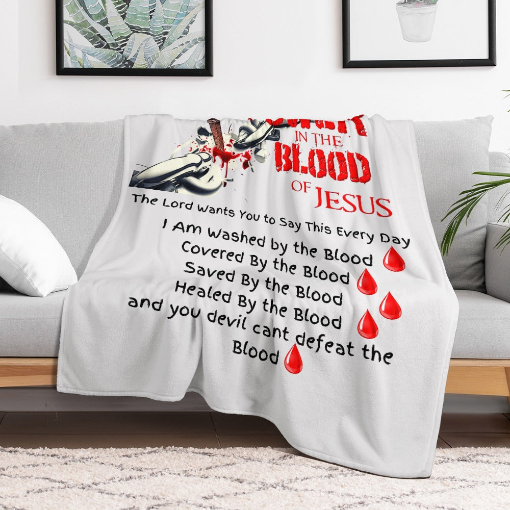 There's Power in the Blood of Jesus Custom super soft blanket Made in USA